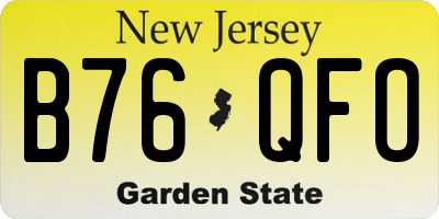 NJ license plate B76QFO