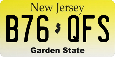 NJ license plate B76QFS