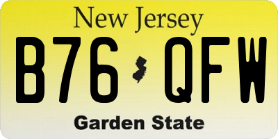 NJ license plate B76QFW