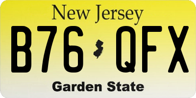 NJ license plate B76QFX