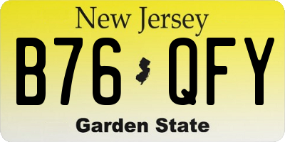NJ license plate B76QFY