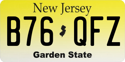 NJ license plate B76QFZ