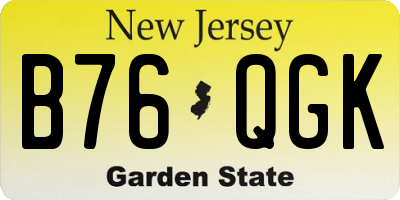 NJ license plate B76QGK