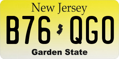 NJ license plate B76QGO
