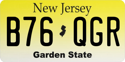 NJ license plate B76QGR