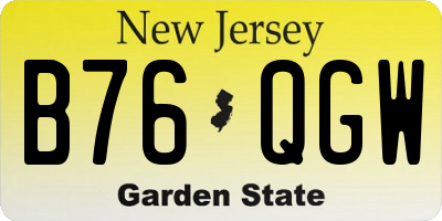 NJ license plate B76QGW