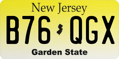 NJ license plate B76QGX