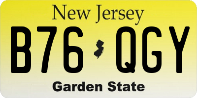 NJ license plate B76QGY