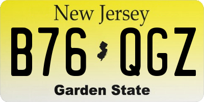 NJ license plate B76QGZ