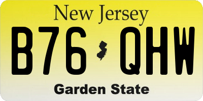 NJ license plate B76QHW
