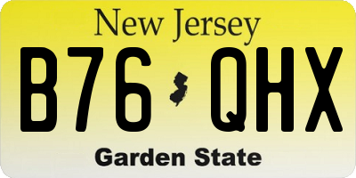 NJ license plate B76QHX