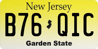 NJ license plate B76QIC