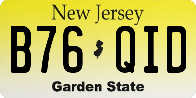 NJ license plate B76QID