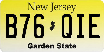 NJ license plate B76QIE