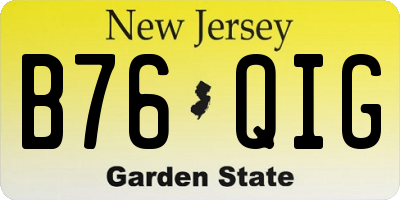 NJ license plate B76QIG