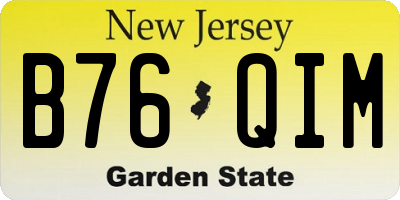 NJ license plate B76QIM