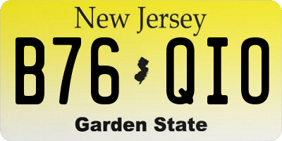 NJ license plate B76QIO