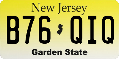 NJ license plate B76QIQ