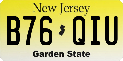 NJ license plate B76QIU