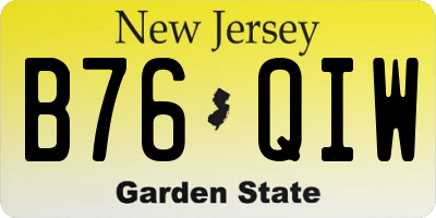 NJ license plate B76QIW