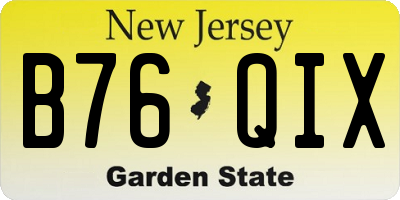 NJ license plate B76QIX