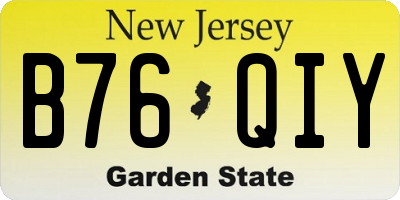 NJ license plate B76QIY