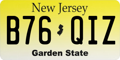 NJ license plate B76QIZ