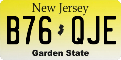 NJ license plate B76QJE