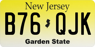 NJ license plate B76QJK