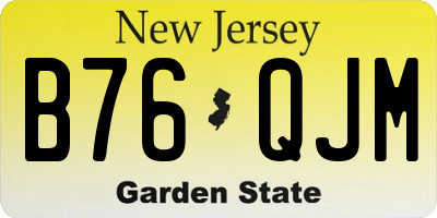 NJ license plate B76QJM