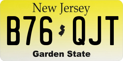 NJ license plate B76QJT