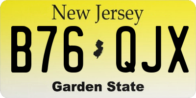 NJ license plate B76QJX