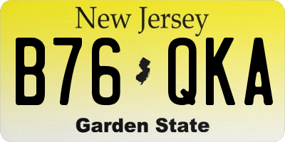 NJ license plate B76QKA