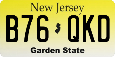 NJ license plate B76QKD