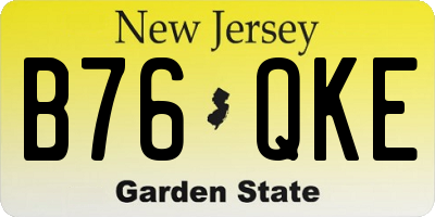 NJ license plate B76QKE