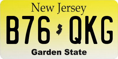 NJ license plate B76QKG