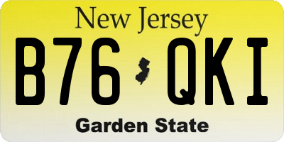 NJ license plate B76QKI