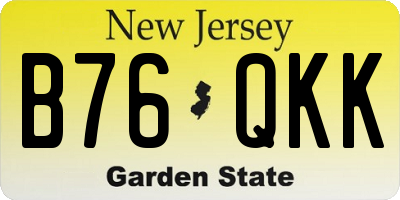 NJ license plate B76QKK