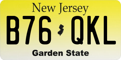 NJ license plate B76QKL