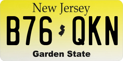 NJ license plate B76QKN