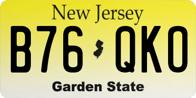 NJ license plate B76QKO