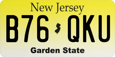 NJ license plate B76QKU