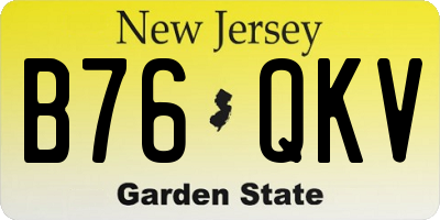 NJ license plate B76QKV
