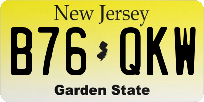 NJ license plate B76QKW