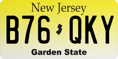 NJ license plate B76QKY
