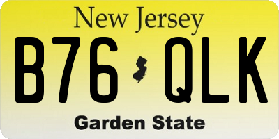 NJ license plate B76QLK