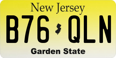 NJ license plate B76QLN
