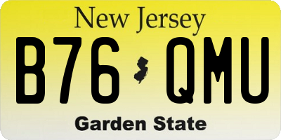 NJ license plate B76QMU