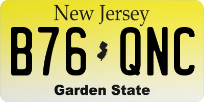 NJ license plate B76QNC
