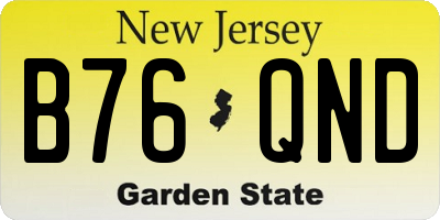 NJ license plate B76QND
